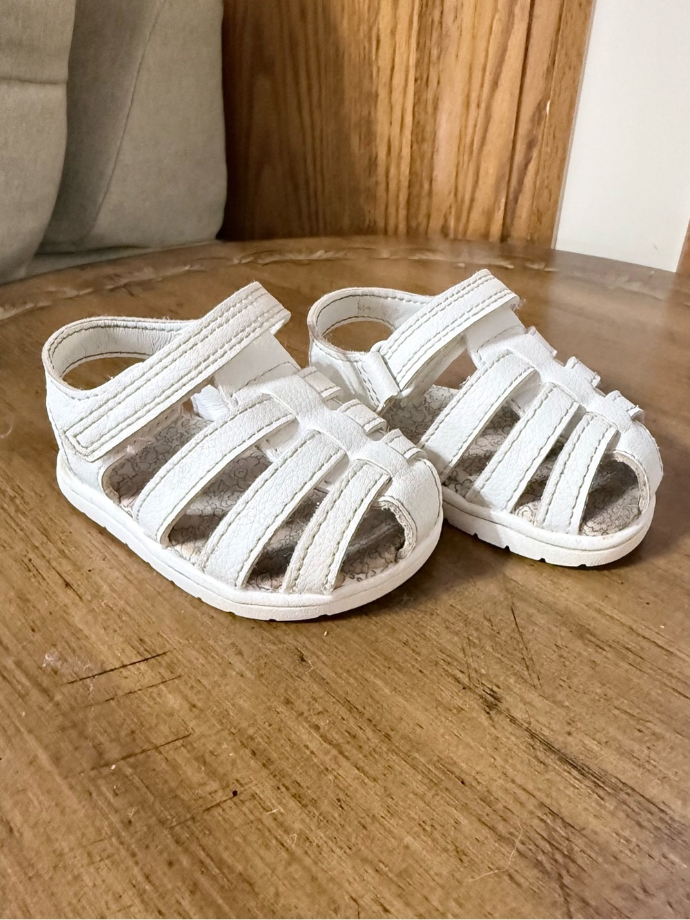 2 for $10 White Baby Sandals with Hook-and-Loop Closure
